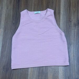 Babaton Light Pink Ribbed Tank Top